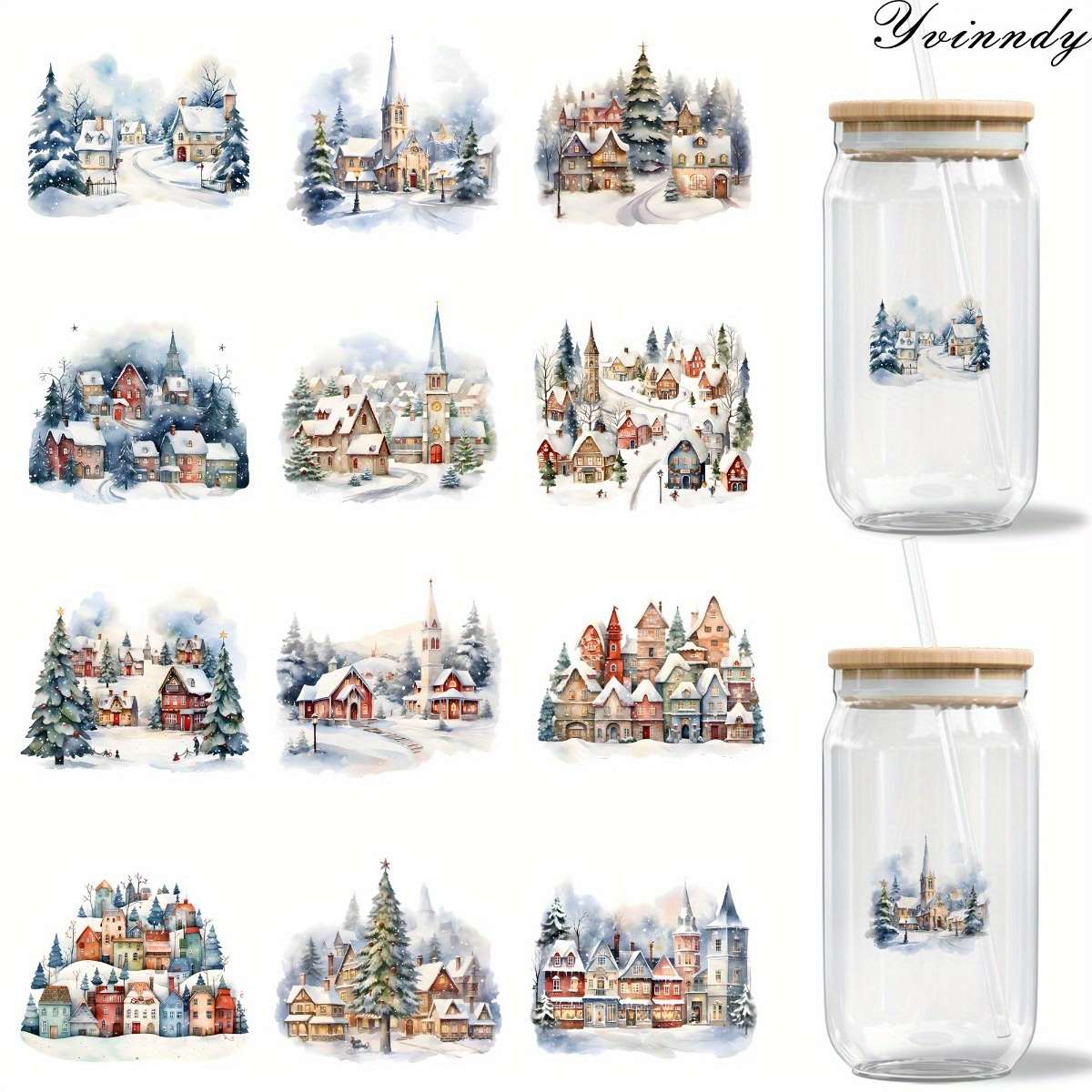 12Pcs/Set Christmas Snow Scene - Rdta Tank Glass 评论和价格