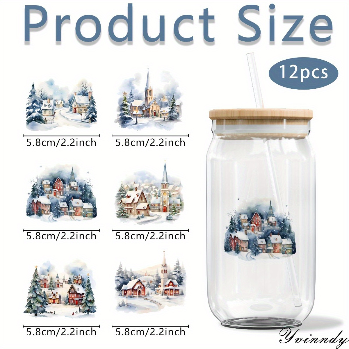 12Pcs/Set Christmas Snow Scene - Rdta Tank Glass 评论和价格